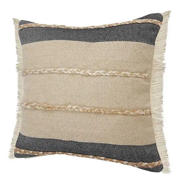 Natural Jute Braided Stripe Throw Pillow, 20 in. Pillows