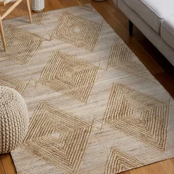 Kirklands Home Area Rugs|Natural Jute Diamond Modern Woven Area Rug, 5x8 Brown
