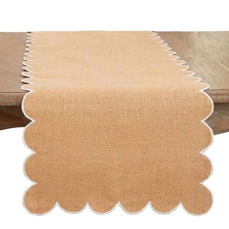 Kirklands Home Table Linens|Natural Jute Scalloped Table Runner Tan