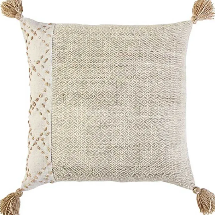 Discount Natural Kantha Stitch Recycled Throw Pillow Pillows
