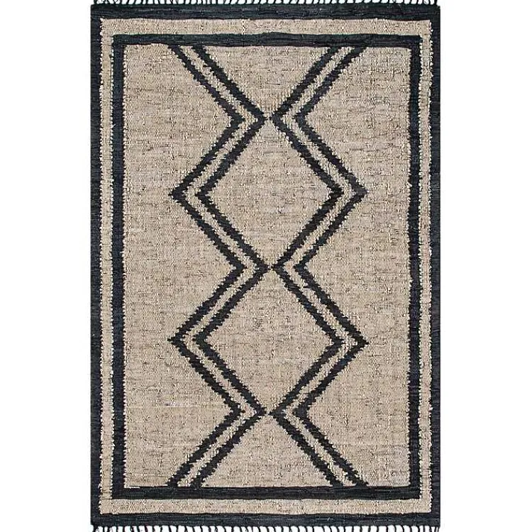 Kirklands Home Area Rugs|Natural Leather Flatweave ZigZag Area Rug, 8x10