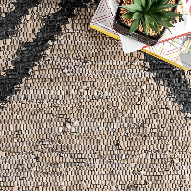 Kirklands Home Area Rugs|Natural Leather Flatweave ZigZag Area Rug, 8x10