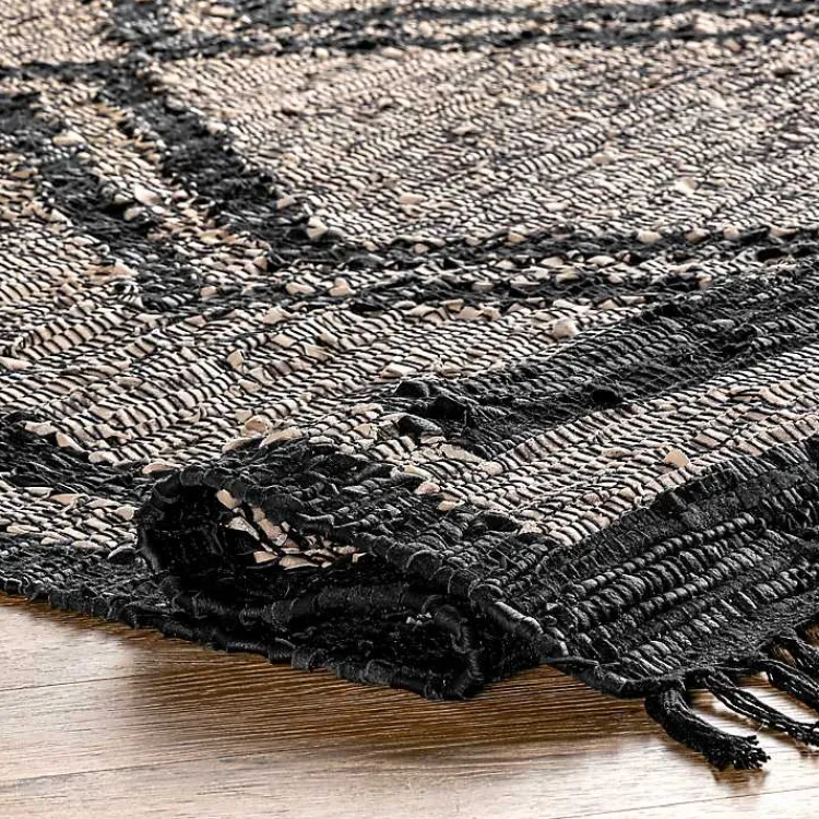 Kirklands Home Area Rugs|Natural Leather Flatweave ZigZag Area Rug, 8x10