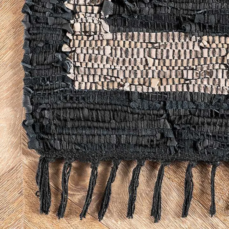 Kirklands Home Area Rugs|Natural Leather Flatweave ZigZag Area Rug, 8x10