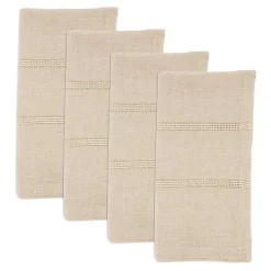 Kirklands Home Table Linens|Natural Leno Striped Napkins, Set of 4 Tan