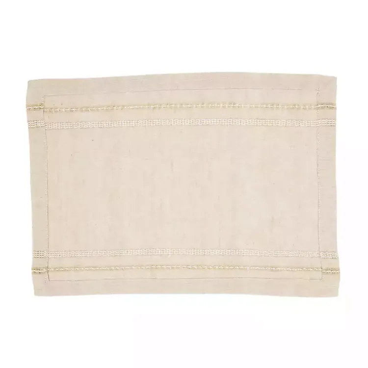 Kirklands Home Table Linens|Natural Leno Striped Placemats, Set of 4 Tan