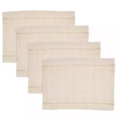 Kirklands Home Table Linens|Natural Leno Striped Placemats, Set of 4 Tan