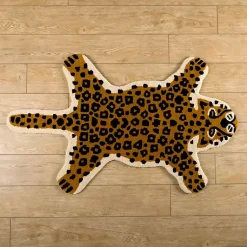 Kirklands Home Accent Rugs|Natural Leopard Shaped Scatter Rug