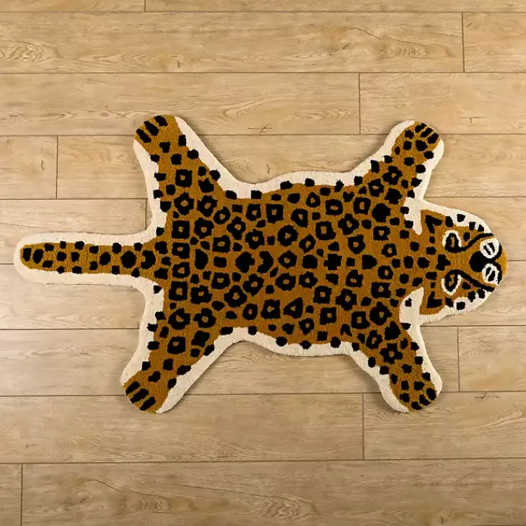 Kirklands Home Accent Rugs|Natural Leopard Shaped Scatter Rug