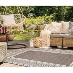 Kirklands Home Outdoor Rugs|Natural Linear Macy Indoor/Outdoor Area Rug, 6x9 Brown