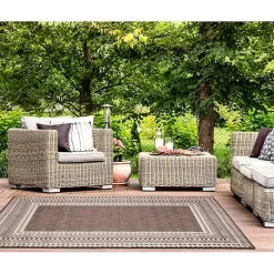 Kirklands Home Outdoor Rugs|Natural Linear Macy Indoor/Outdoor Area Rug, 7x9 Brown