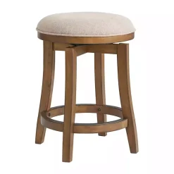 Kirklands Home Bar Stools & Counter Height Stools|Natural Linen Barrel Base Swivel Counter Stool Tan
