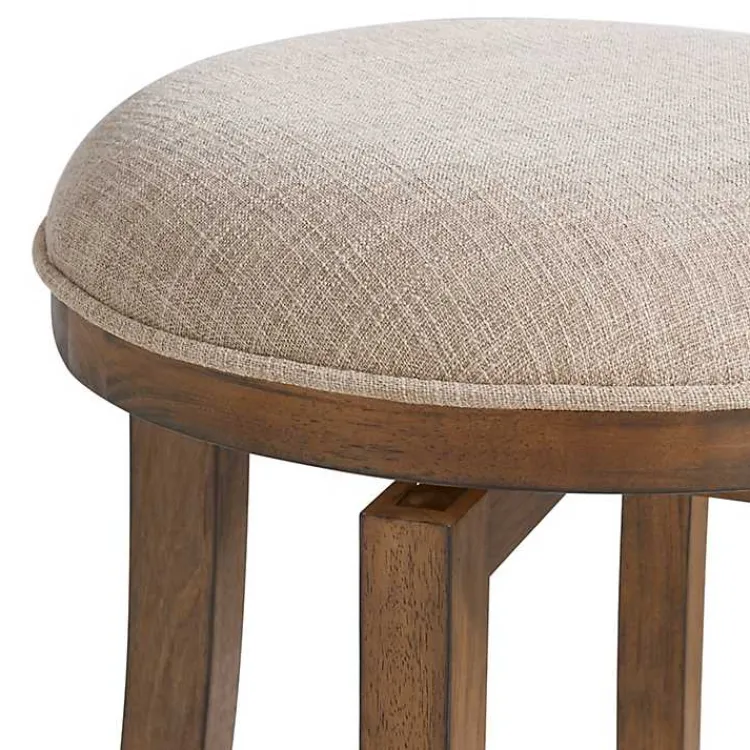 Kirklands Home Bar Stools & Counter Height Stools|Natural Linen Barrel Base Swivel Counter Stool Tan