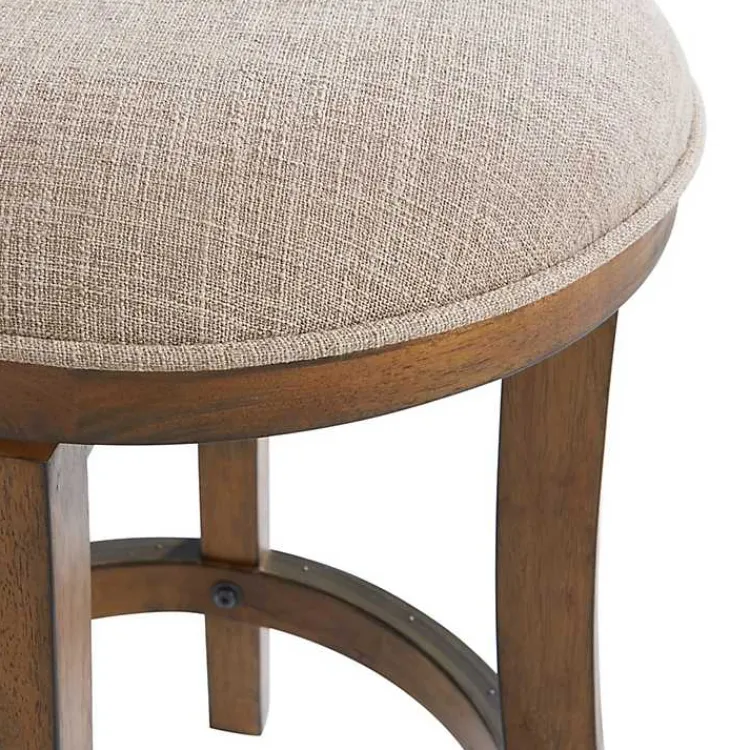 Kirklands Home Bar Stools & Counter Height Stools|Natural Linen Barrel Base Swivel Counter Stool Tan