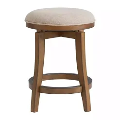 Kirklands Home Bar Stools & Counter Height Stools|Natural Linen Barrel Base Swivel Counter Stool Set Tan