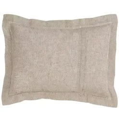 New Natural Linen Down Hemstitched Lumbar Pillow Pillows