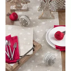 Kirklands Home Table Linens|Natural Linen Snowflake Placemats, Set of 4