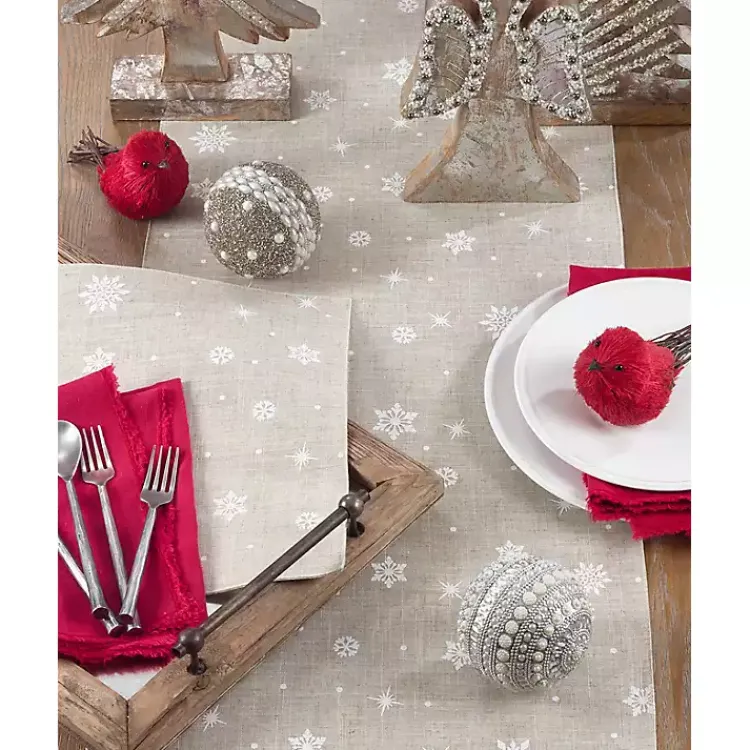Kirklands Home Table Linens|Natural Linen Snowflake Placemats, Set of 4