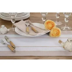 Kirklands Home Table Linens|Natural Long Banded Border Table Runner, 108 in.