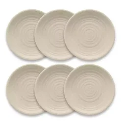 Kirklands Home Outdoor Dining|Natural Madden Melamine Dinner Plates, Set of 6 Tan