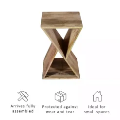 Kirklands Home Accent & End Tables|Natural Mango Wood Hourglass Accent Table Brown