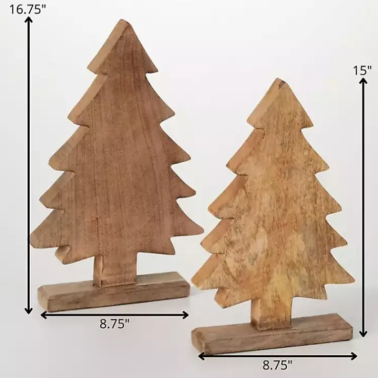 Outlet Natural Mango Wood 2-pc. Tree Figurine Set, 16 in. Christmas Decorations