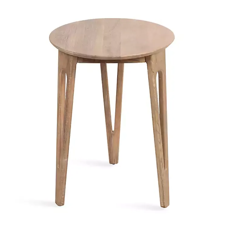 Kirklands Home Accent & End Tables|Natural Mango Wood Round Kershaw Accent Table Tan