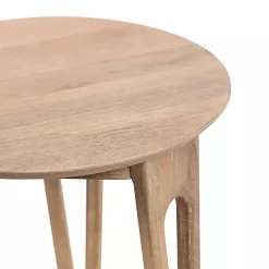 Kirklands Home Accent & End Tables|Natural Mango Wood Round Kershaw Accent Table Tan