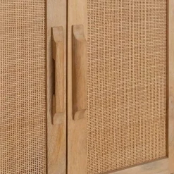 Kirklands Home Cabinets & Sideboards|Natural Marble Rattan Front Bar Cabinet