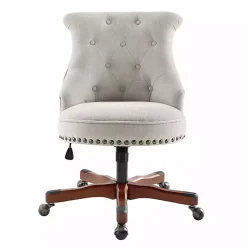 Kirklands Home Office Furniture|Natural Miller Tufted Office Chair Tan