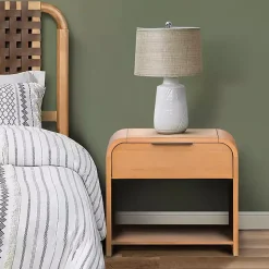 Kirklands Home Nightstands|Natural Modern Curve Nightsd Tan