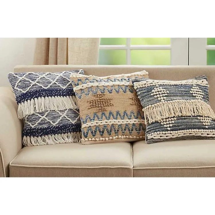 Discount Natural Multi Texture Chindi Jute Pillow Pillows