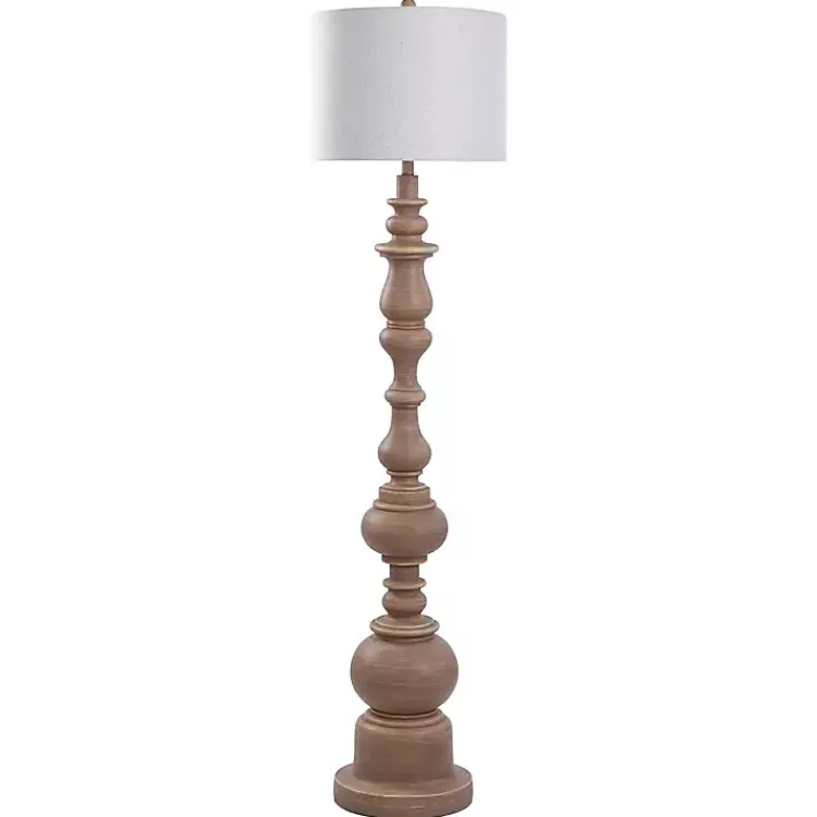 Kirklands Home Floor Lamps|Natural Oak Spindle Holland Floor Lamp Tan