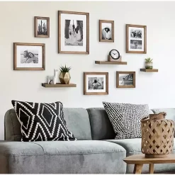 Kirklands Home Gallery Wall Frames|Natural 10-pc. Gallery Wall Frame and Shelf Set Brown