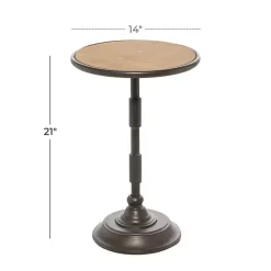 Kirklands Home Accent & End Tables|Natural Pine and Gray Metal Accent Table, 21 in.