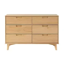 Kirklands Home Dressers & Chests|Natural Pine 6-Drawer Dresser Tan