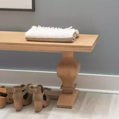 Kirklands Home Benches & Ottomans|Natural Pine Wood Knotted Column Bench Tan