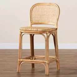 Kirklands Home Bar Stools & Counter Height Stools|Natural Rat Adrena Counter Stool Tan