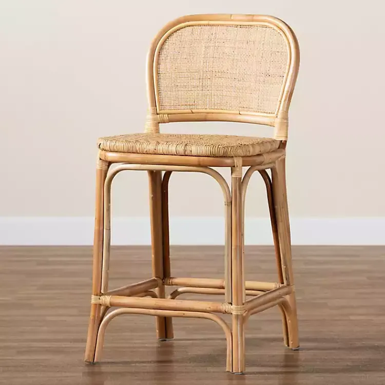 Kirklands Home Bar Stools & Counter Height Stools|Natural Rat Adrena Counter Stool Tan