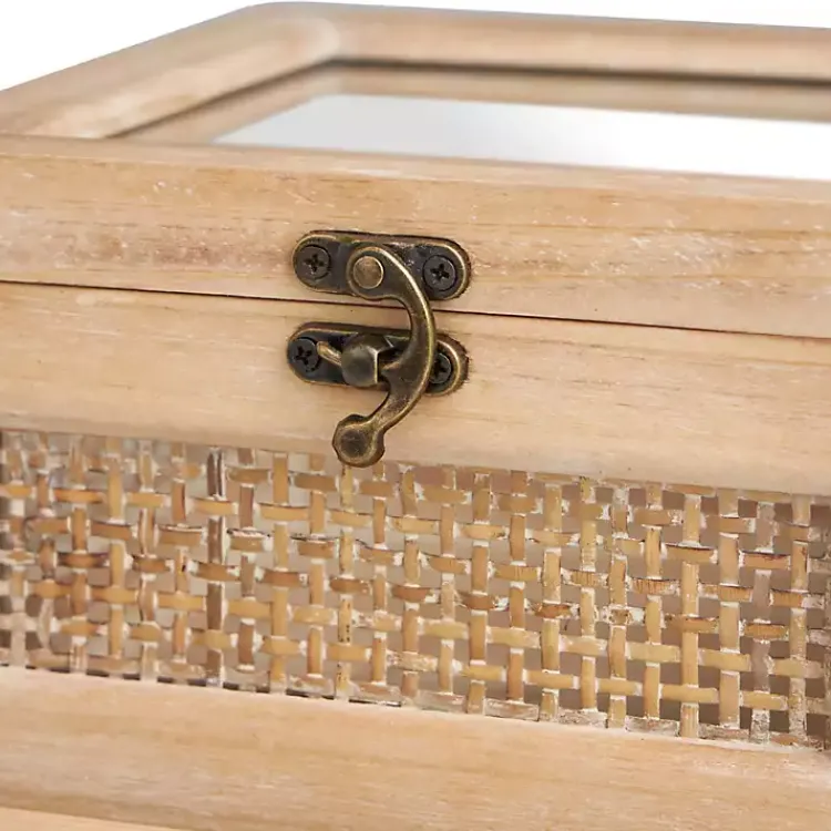 Hot Natural Rat and Glass Top Boxes, Set of 2 Baskets & Boxes