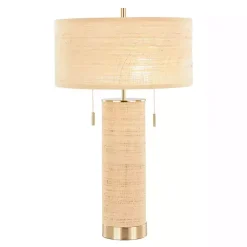 Kirklands Home Table Lamps|Natural Rattan and Gold Metal Table Lamp