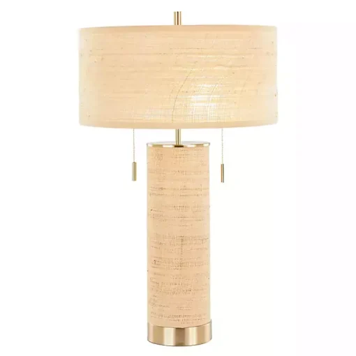 Kirklands Home Table Lamps|Natural Rattan and Gold Metal Table Lamp