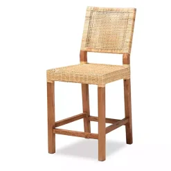 Kirklands Home Bar Stools & Counter Height Stools|Natural Rat and Wood Counter Stool Tan