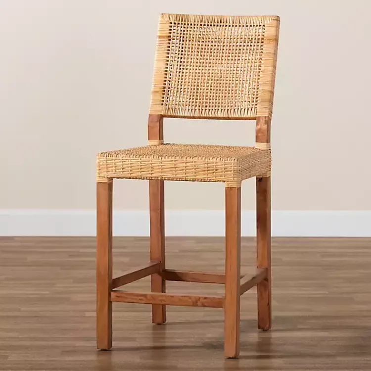 Kirklands Home Bar Stools & Counter Height Stools|Natural Rat and Wood Counter Stool Tan