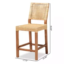 Kirklands Home Bar Stools & Counter Height Stools|Natural Rat and Wood Counter Stool Tan