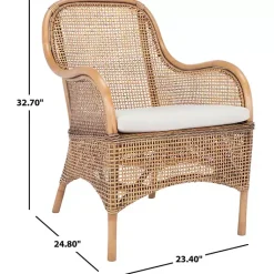 Kirklands Home Accent Chairs|Natural Rattan Charlie Accent Chair White