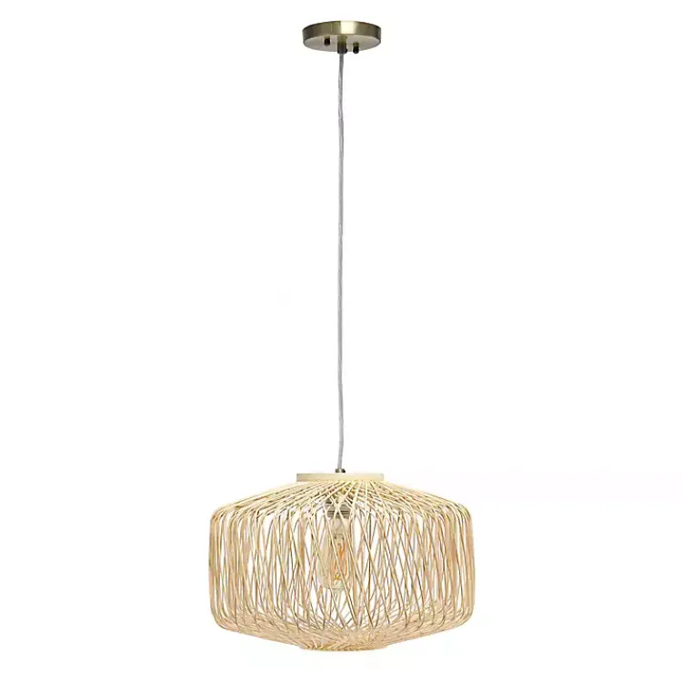 Kirklands Home Chandeliers & Pendant Lighting|Natural Rat Geometric Pendant Light Tan