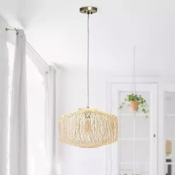 Kirklands Home Chandeliers & Pendant Lighting|Natural Rat Geometric Pendant Light Tan