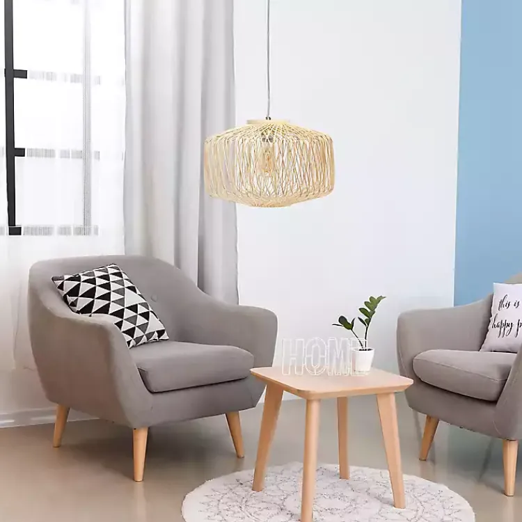 Kirklands Home Chandeliers & Pendant Lighting|Natural Rat Geometric Pendant Light Tan