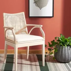 Kirklands Home Accent Chairs|Natural Rattan Gianna Accent Chair White